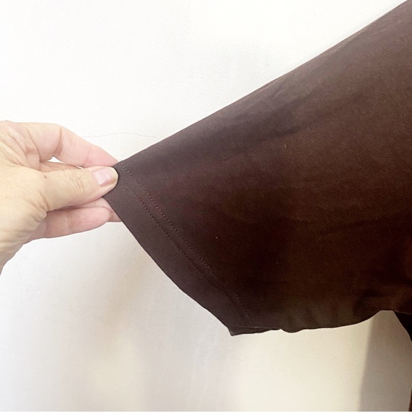 Quacker Factory Brown 100% Cotton Knit Blingy V-Neck Short Sleeve Top 1X - Picture 3 of 7